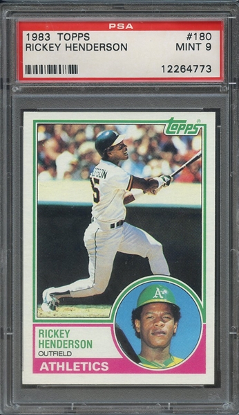 1983 TOPPS 180 RICKEY HENDERSON PSA MINT 9