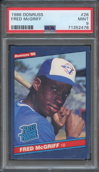 1986 DONRUSS 28 FRED McGRIFF PSA MINT 9