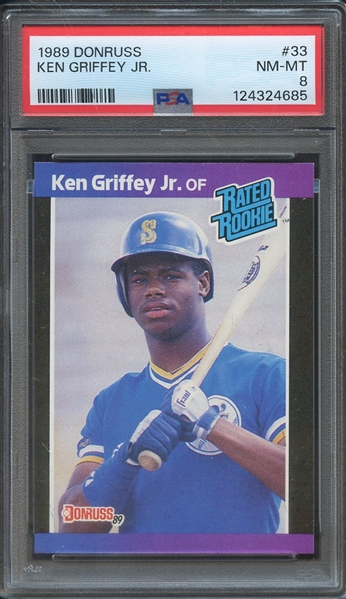 1989 DONRUSS 33 KEN GRIFFEY JR. PSA NM-MT 8
