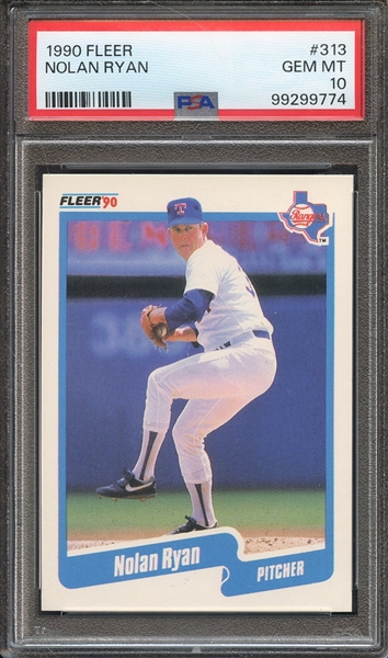 1990 FLEER 313 NOLAN RYAN PSA GEM MT 10