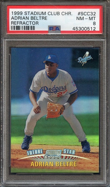 1999 STADIUM CLUB CHROME SCC32 ADRIAN BELTRE REFRACTOR PSA NM-MT 8