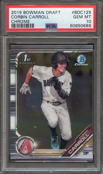 2019 BOWMAN DRAFT BDC125 CORBIN CARROLL CHROME PSA GEM MT 10