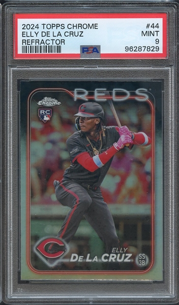 2024 TOPPS CHROME 44 ELLY DE LA CRUZ REFRACTOR PSA MINT 9