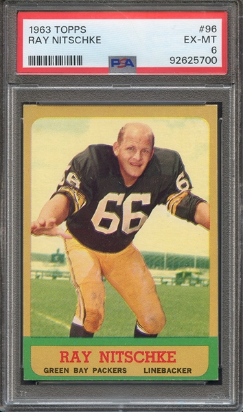 1963 TOPPS 96 RAY NITSCHKE PSA EX-MT 6