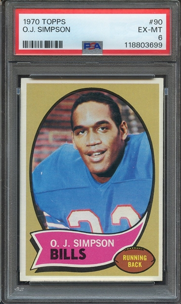 1970 TOPPS 90 O.J. SIMPSON PSA EX-MT 6