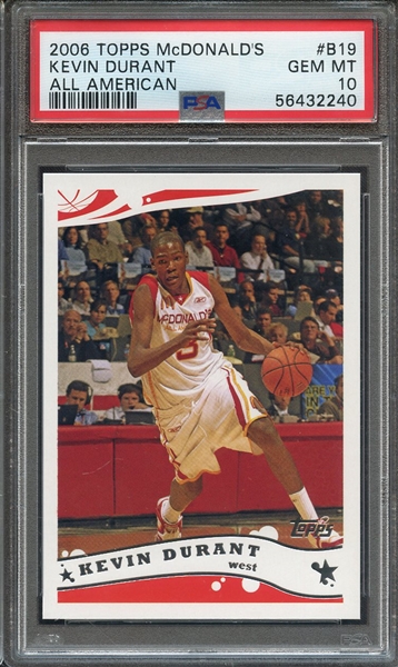 2006 TOPPS McDONALD'S ALL AMERICAN B19 KEVIN DURANT ALL AMERICAN PSA GEM MT 10