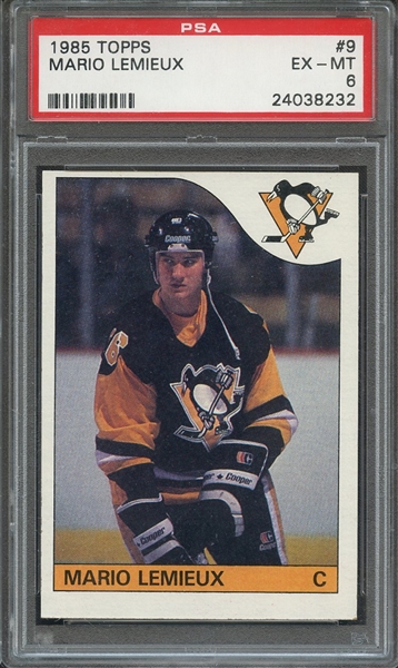 1985 TOPPS 9 MARIO LEMIEUX PSA EX-MT 6