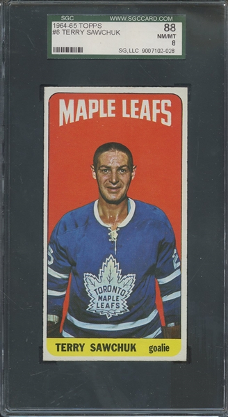1964 TOPPS 6 TERRY SAWCHUK SGC NM/MT 88 / 8