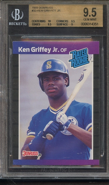 1989 DONRUSS 33 KEN GRIFFEY JR. BGS GEM MINT 9.5