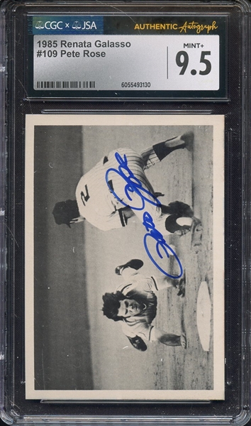 1985 RENATA GALASSO 109 SIGNED PETE ROSE CGC MINT+ 9.5 JSA AUTO AUTHENTIC