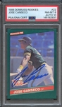 1986 DONRUSS ROOKIES 22 SIGNED JOSE CANSECO PSA NM-MT 8 PSA/DNA AUTO 10