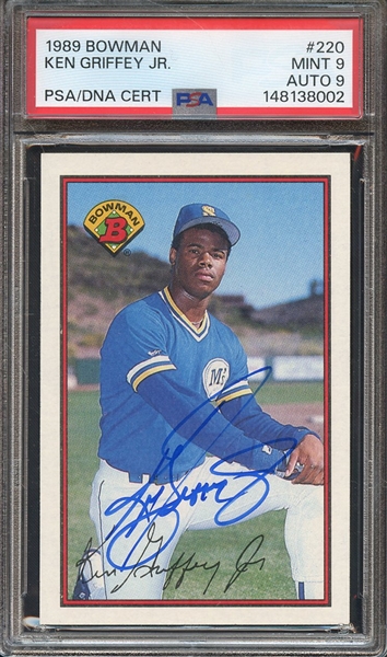 1989 BOWMAN 220 SIGNED KEN GRIFFEY JR PSA MINT 9 PSA/DNA AUTO 9