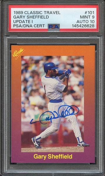 1989 CLASSIC TRAVEL UPDATE 1 101 SIGNED GARY SHEFFIELD PSA MINT 9 PSA/DNA AUTO 10