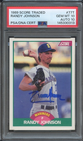 1989 SCORE TRADED 77T SIGNED RANDY JOHNSON PSA GEM MT 10 PSA/DNA AUTO 10