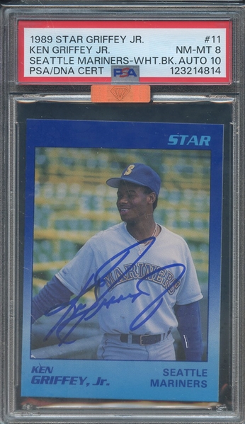 1989 STAR 11 SIGNED KEN GRIFFEY JR PSA NM-MT 8 PSA/DNA AUTO 10 MBA BRONZE