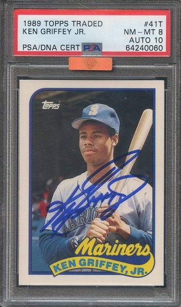 1989 TOPPS TRADED 41T SIGNED KEN GRIFFEY JR PSA NM-MT 8 PSA/DNA AUTO 10 MBA BRONZE