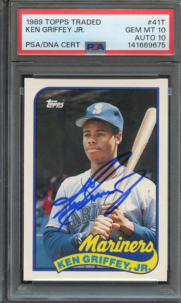 1989 TOPPS TRADED 41T SIGNED KEN GRIFFEY JR PSA GEM MT 10 PSA/DNA AUTO 10