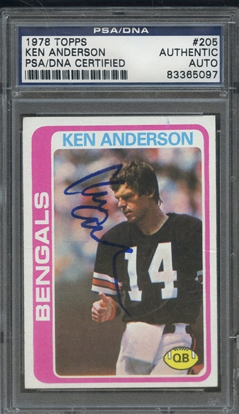 1978 TOPPS 205 SIGNED KEN ANDERSON PSA/DNA AUTO AUTHENTIC