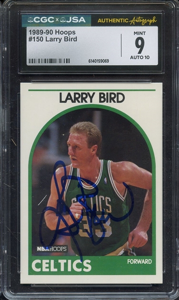 1989 HOOPS 150 SIGNED LARRY BIRD CGC MINT 9 JSA AUTO 10