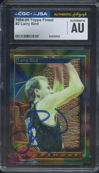 1994 FINEST 2 SIGNED LARRY BIRD CGC AUTHENTIC JSA AUTO AUTHENTIC