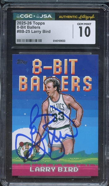 2025 TOPPS 8 BIT BALLERS SIGNED LARRY BIRD CGC GEM MINT 10 JSA AUTO AUTHENTIC