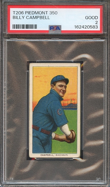1909-11 T206 PIEDMONT 350 BILLY CAMPBELL PSA GOOD 2