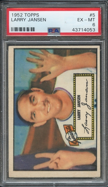 1952 TOPPS 5 LARRY JANSEN PSA EX-MT 6