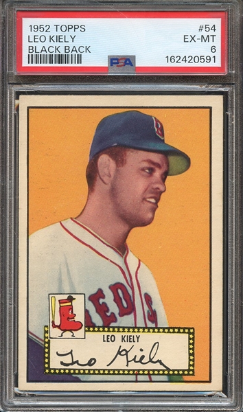 1952 TOPPS 54 LEO KIELY BLACK BACK PSA EX-MT 6