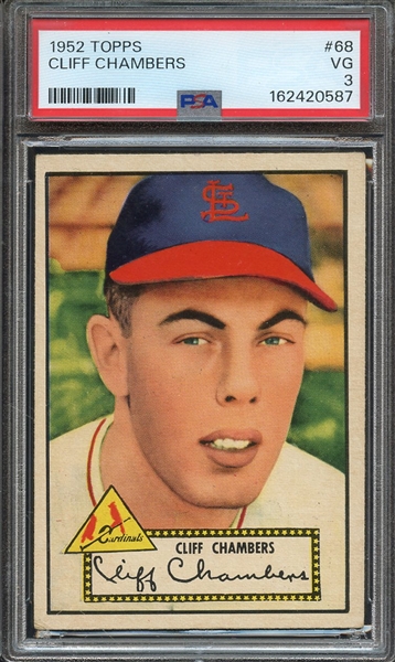 1952 TOPPS 68 CLIFF CHAMBERS PSA VG 3