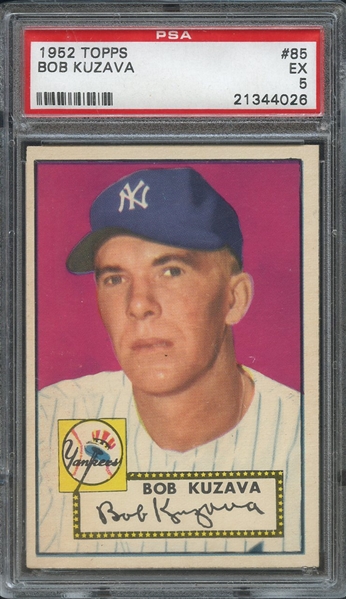 1952 TOPPS 85 BOB KUZAVA PSA EX 5