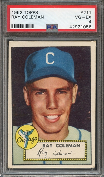 1952 TOPPS 211 RAY COLEMAN PSA VG-EX 4