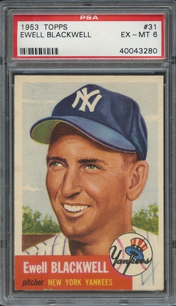 1953 TOPPS 31 EWELL BLACKWELL PSA EX-MT 6