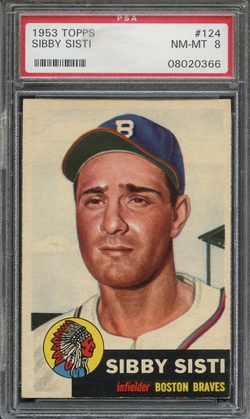 1953 TOPPS 124 SIBBY SISTI PSA NM-MT 8