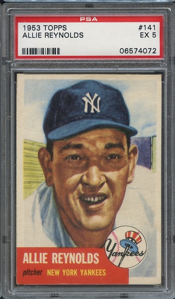 1953 TOPPS 141 ALLIE REYNOLDS PSA EX 5
